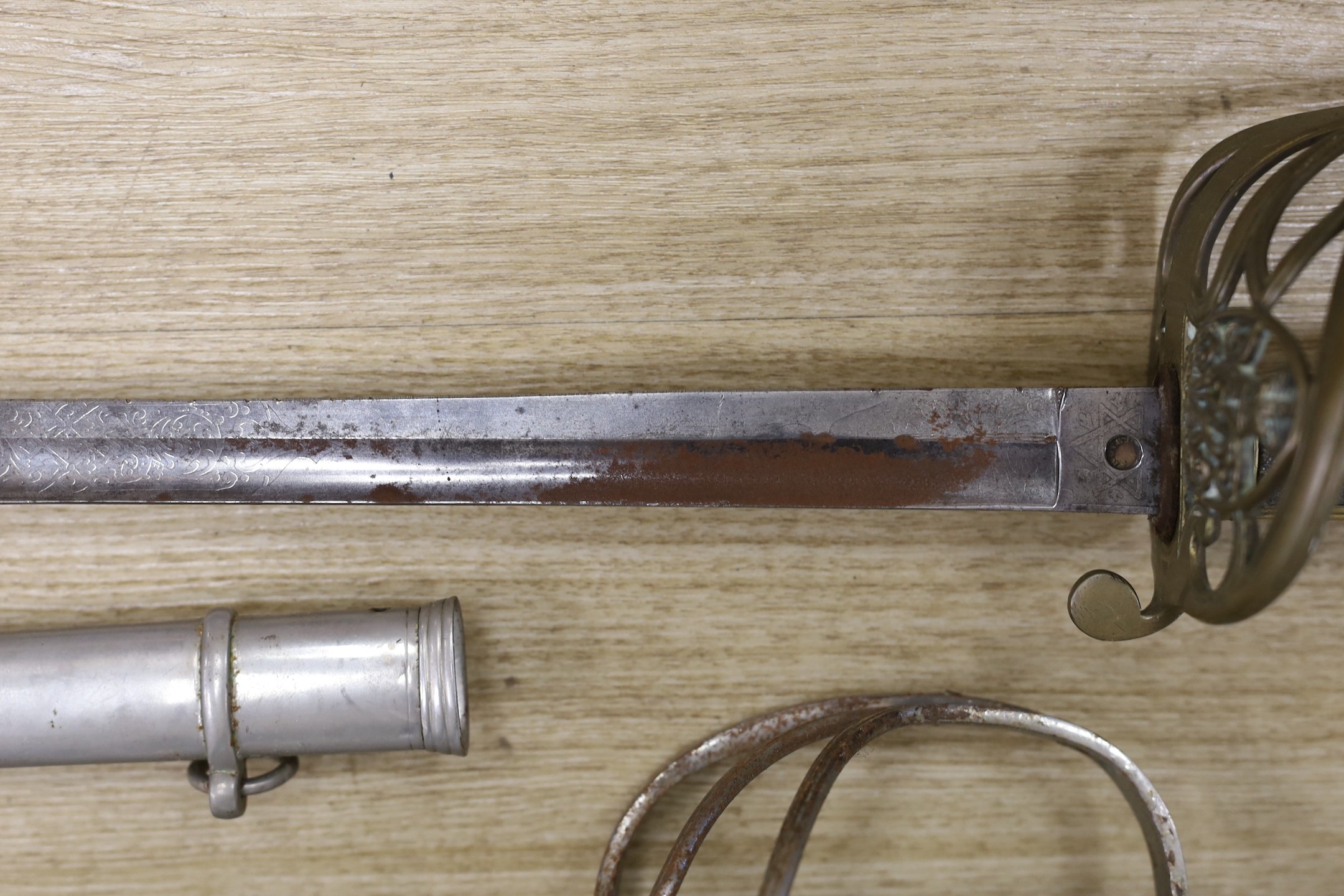 A Royal Artillery officers sword and a Hamburger Rogers & co. 1845 pattern officers sword. Both with scabbards